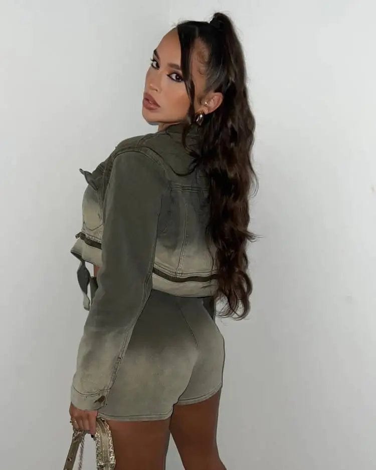 Stylish jean jacket and pants set ,women two pieces jean outfits for ladies