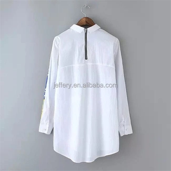 Stylish Ladies Women Print Career Long Sleeve Turndown Collar Top Blouse Shirts A893