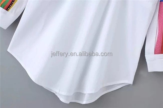 Stylish Ladies Women Print Career Long Sleeve Turndown Collar Top Blouse Shirts A893