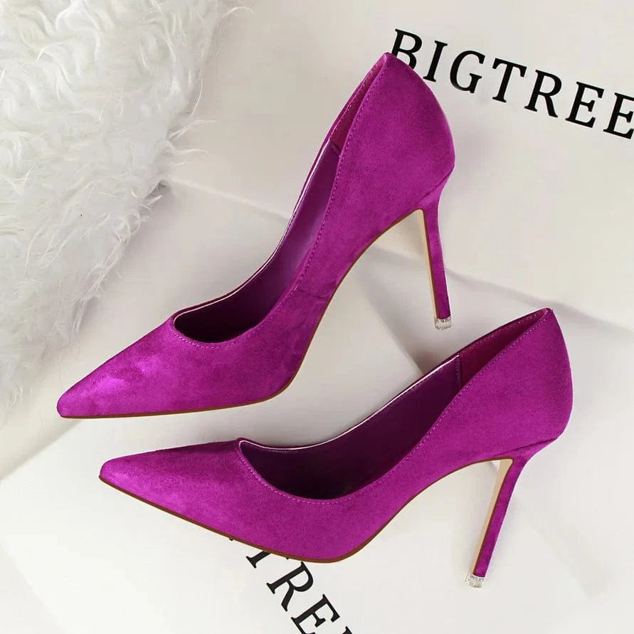 Suede Leather Pointed Toe Pumps Sexy Ladies Office Court Shoes Stiletto Thin High Heels sexy high heels slippers