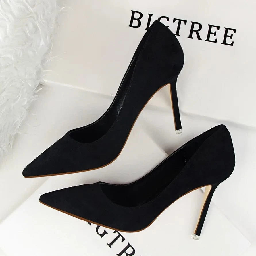 Suede Leather Pointed Toe Pumps Sexy Ladies Office Court Shoes Stiletto Thin High Heels sexy high heels slippers