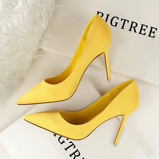 Suede Leather Pointed Toe Pumps Sexy Ladies Office Court Shoes Stiletto Thin High Heels sexy high heels slippers