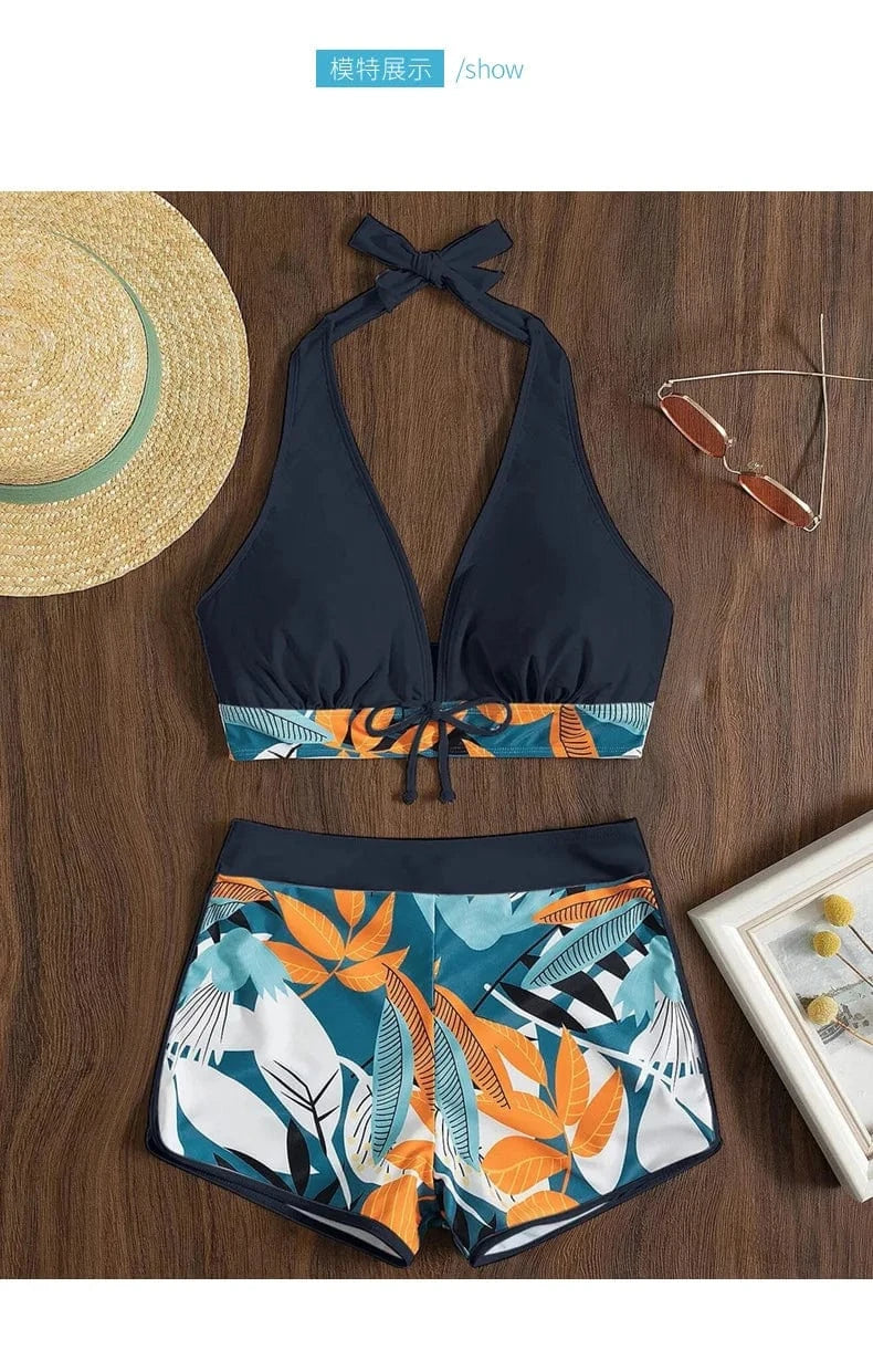 Summer 2023 Blue Sexy Tie Front Matching Bating Suit Extreme Bikini Swimwear Beachwear