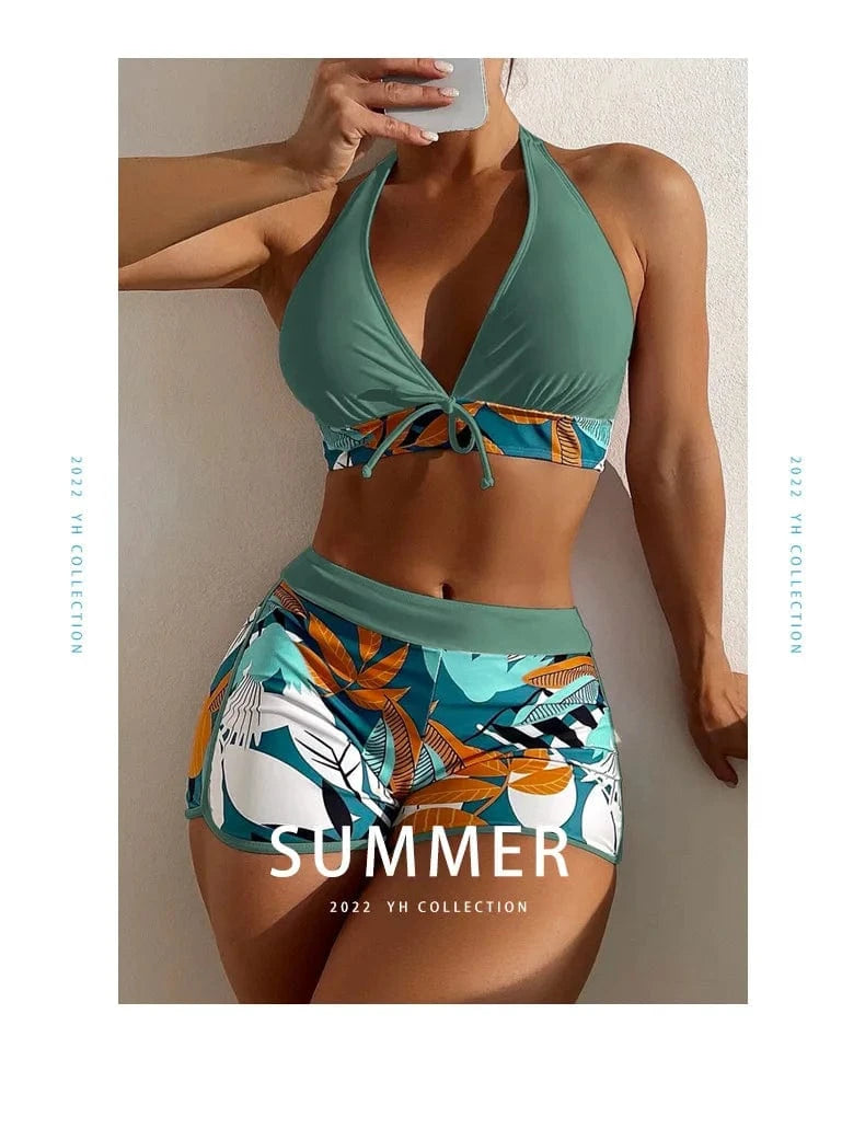 Summer 2023 Blue Sexy Tie Front Matching Bating Suit Extreme Bikini Swimwear Beachwear