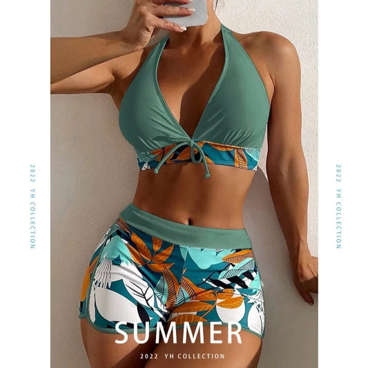 Summer 2023 Blue Sexy Tie Front Matching Bating Suit Extreme Bikini Swimwear Beachwear