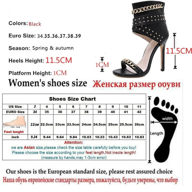 Summer 2024 Thin Heel For Party Size 35-42 New Rivet Metal Decoration High Heel Women Sandals Boots Gladiator Ankle Ladies Shoe