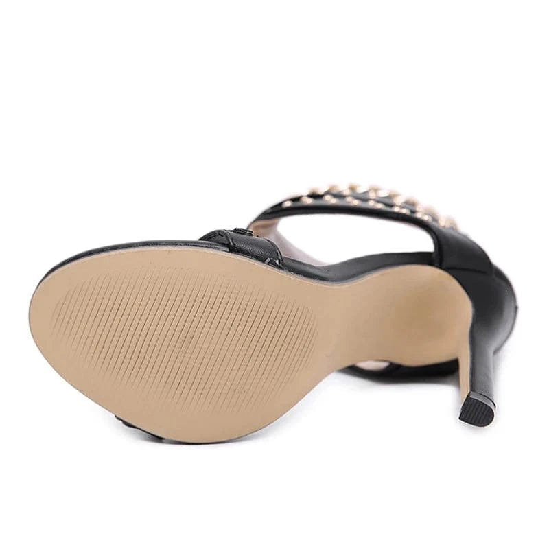 Summer 2024 Thin Heel For Party Size 35-42 New Rivet Metal Decoration High Heel Women Sandals Boots Gladiator Ankle Ladies Shoe