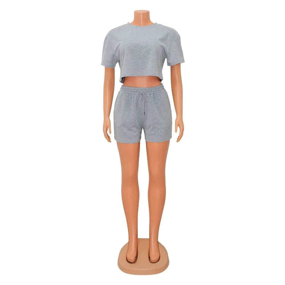 Summer 2024 Women Clothes Leisure Sport Sexy Solid Color Two-piece Set Outfits Short Women Two Pieces Sets For Women