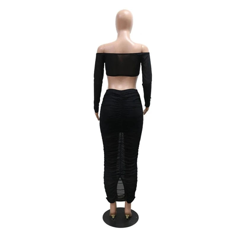 summer 2024 women ladies sexy beach mesh sheer two 2 piece butterfly crop top and long skirt bodycon set for women with skirt