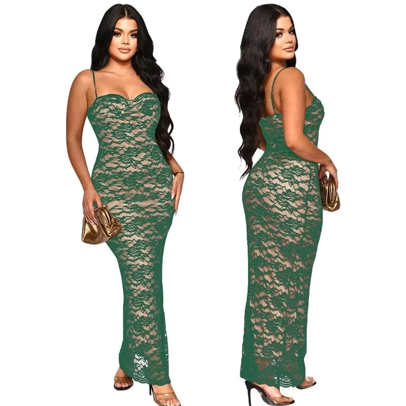 summer 2024 women ladies sexy sleeveless maxi long white lace fabric elegant wedding evening gown dress for women graduation