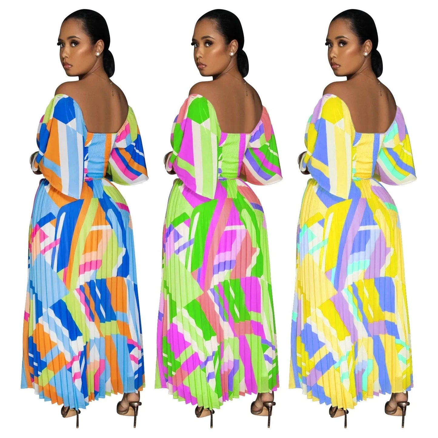 Summer 2024 Women S Clothing Sexy Spring Printed Mid-Rise Slim Low-Cut Casual Dresses