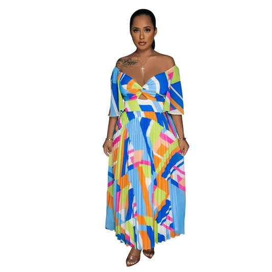 Summer 2024 Women S Clothing Sexy Spring Printed Mid-Rise Slim Low-Cut Casual Dresses