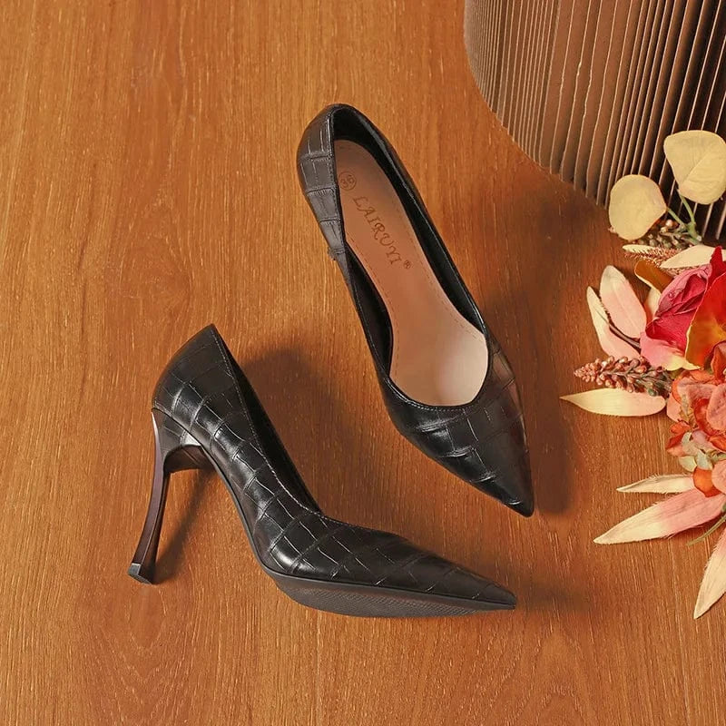 Summer Autumn Female High Heels Stilettos Women Shallow Pointed-toe Crocodile Pattern Sandals Office Ladies Dress Shoes