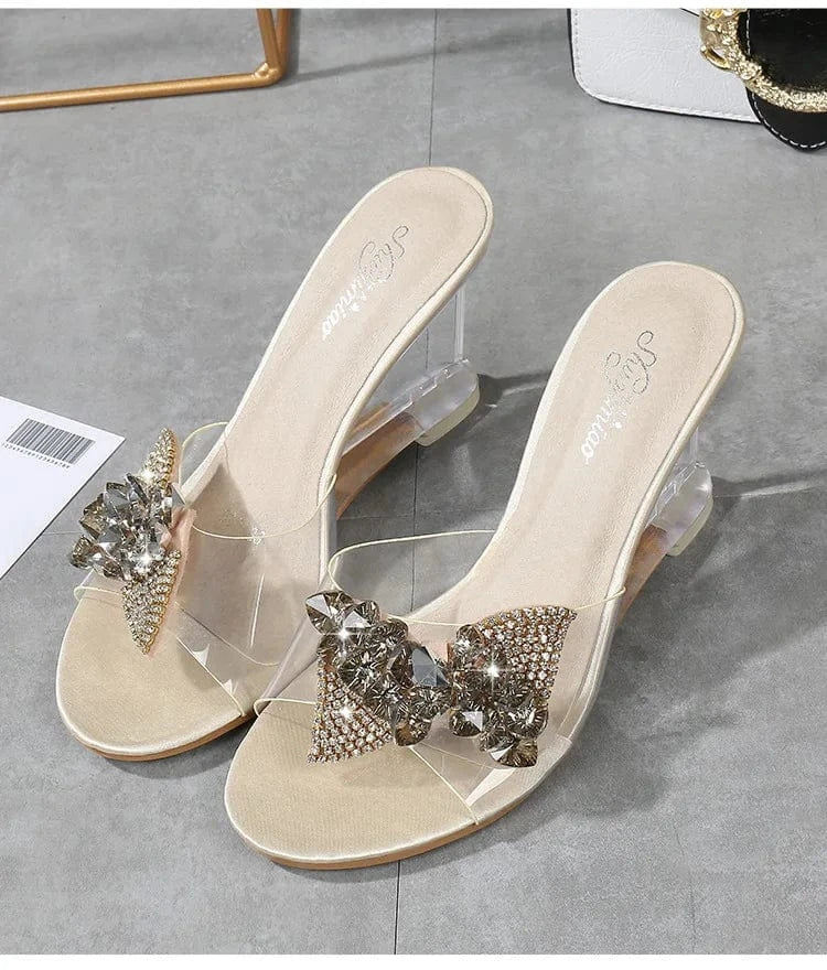 Summer Clear Jelly Shoes Ladies Custom Logo 8 CM High Heels Wedge Shoes Sandals Sexy Slipper for Women