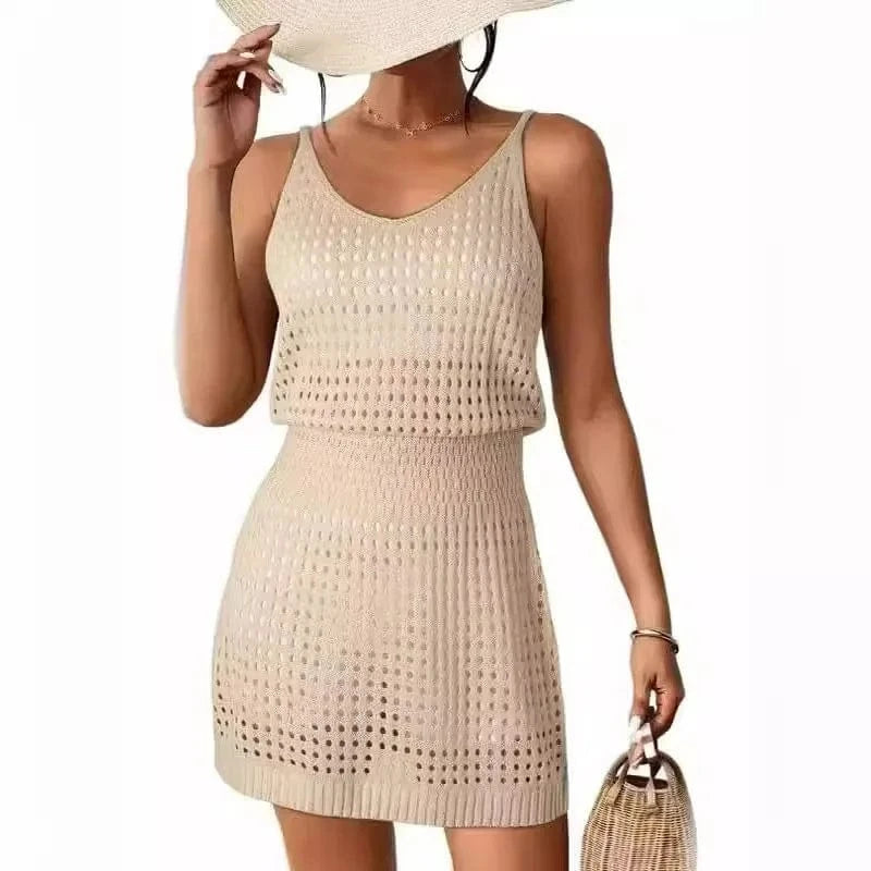 Summer Crochet Hollow Out Knit Beach Bathing Suit Swim Cover Ups Cruise Outfits Vacation Dresses For Women 2024 vest skirt