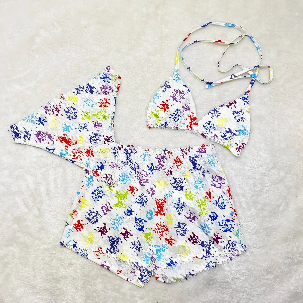 Summer Custom 3 Piece designer matching swimsuits for couples men beach shorts women thong bikini bra set