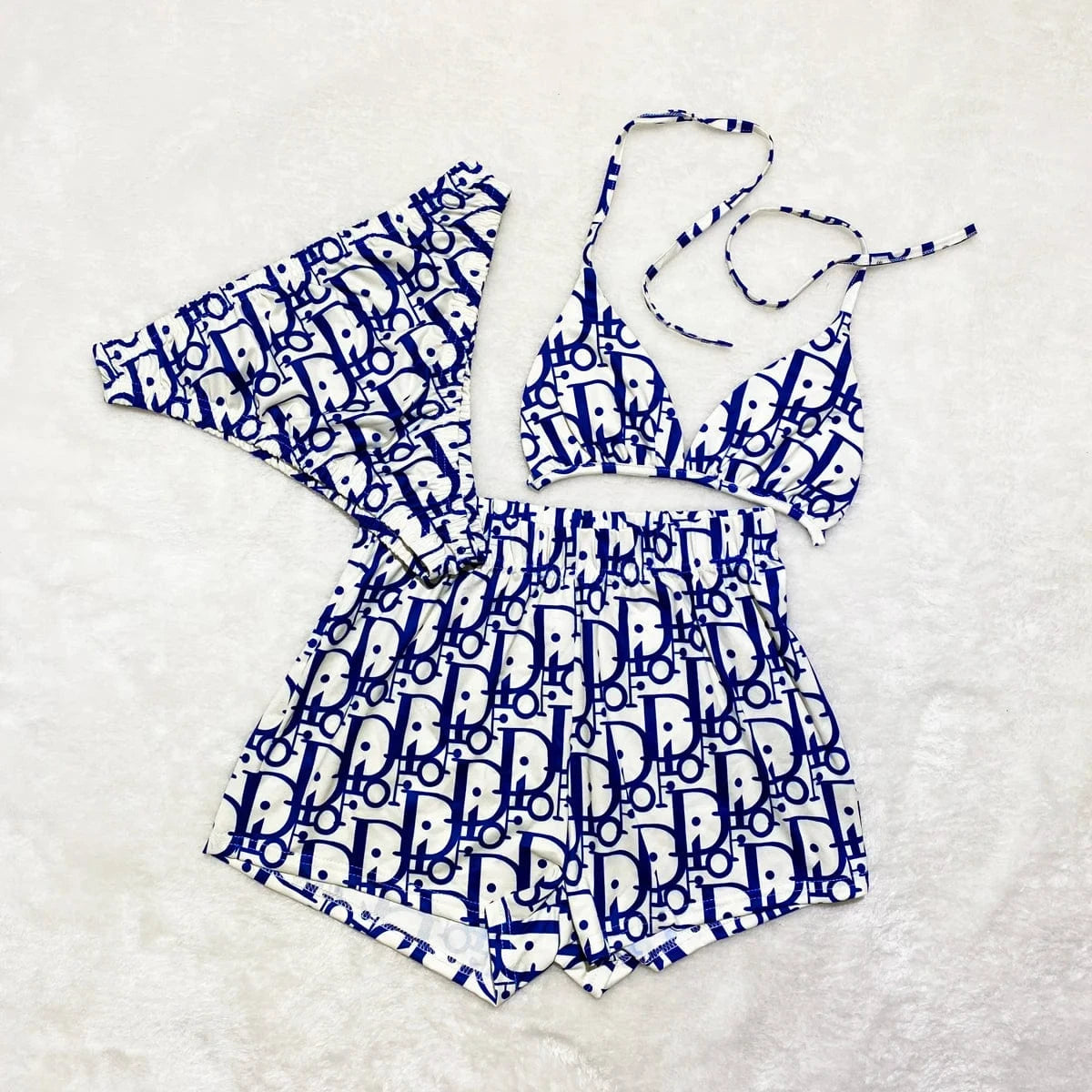 Summer Custom 3 Piece designer matching swimsuits for couples men beach shorts women thong bikini bra set