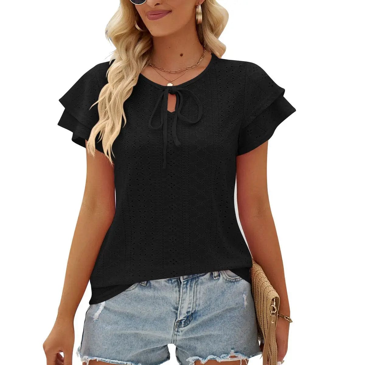 Summer Elegant Blouses Women 2024 New Fashion O Neck Short Sleeve Office Work Lady Shirt Casual Ladies Blouses