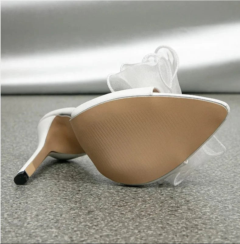 Summer Fashion Sandals Shoes bowknot Buckle Strap Stiletto Heel Sandal Net fashion luxury butterfly ladies shoes women heels