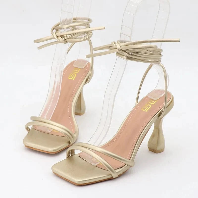 summer fashion trend sexy pu rubber luxury high heels shoes women heeled sandals pour femme for women and ladies 2023