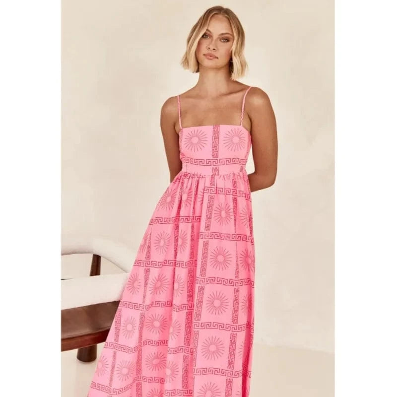 Summer Holiday Dress Women Casual Sleeveless A-Line Party Long Dress Boho Casual Sleeveless Party Dress 2024