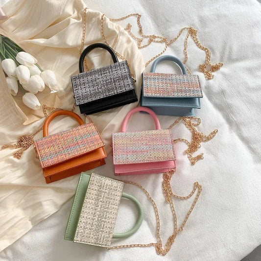 Summer Mini Trend Woven Contrast Color Sweet Cute Shoulder Messenger Luxury Leather Crossbody Bags Women Handbags