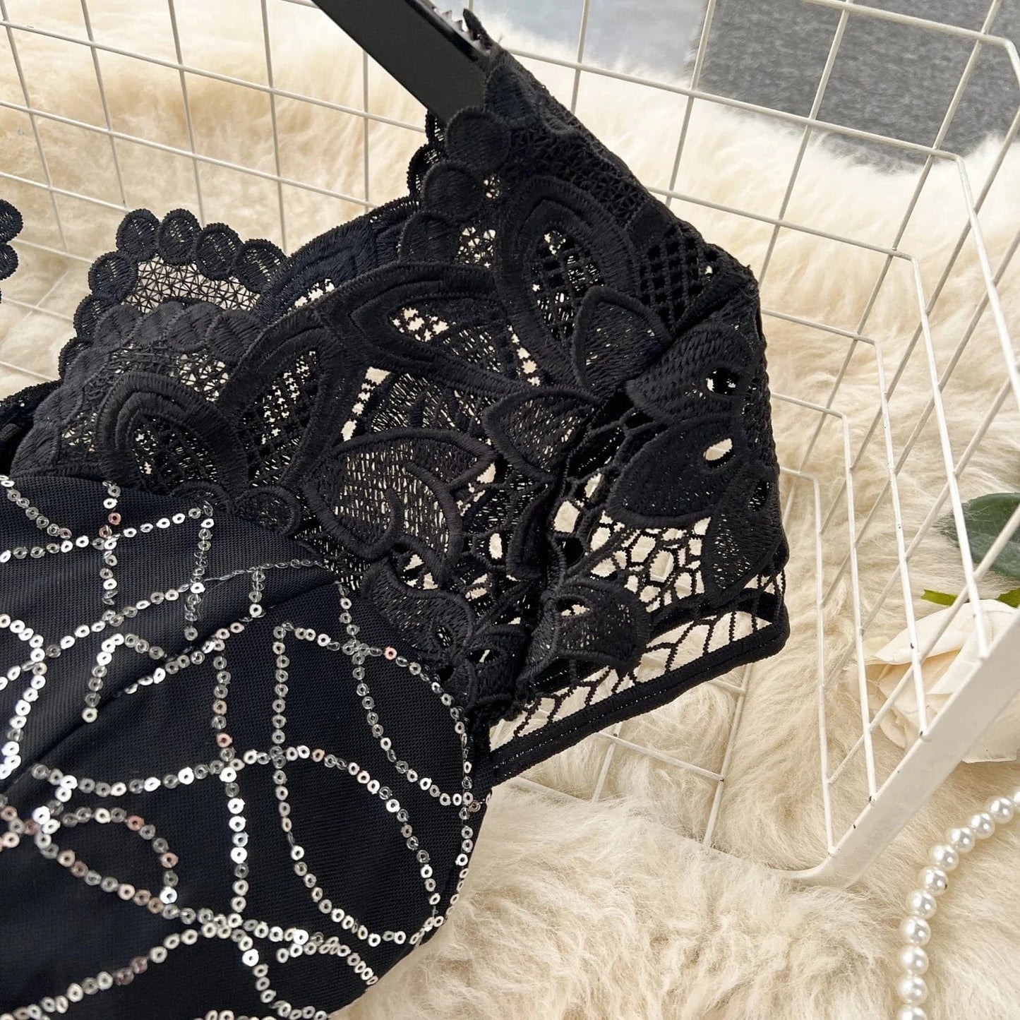 Summer New Elegant Dress Heavy Industry Beads Stitching Fashion Short Sleeve Dress Slimming Slit Sheath Sexy Dress