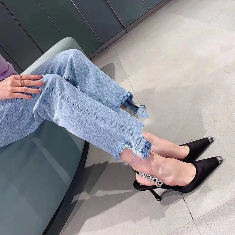 Summer new thin with female slippers foreign trade high heel women shoes sandals female women Letter root high heel shoes