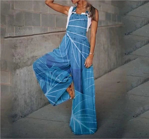 Summer New Women's Loose Side Pocket Sleeveless Adjustable Shoulder Strap Denim Suspenders Trousers Jumpsuit Sehe Fashion