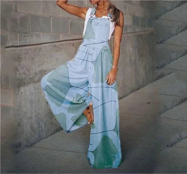 Summer New Women's Loose Side Pocket Sleeveless Adjustable Shoulder Strap Denim Suspenders Trousers Jumpsuit Sehe Fashion