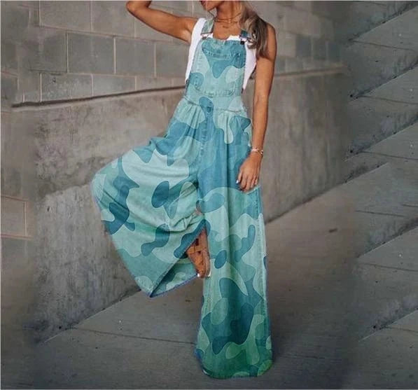 Summer New Women's Loose Side Pocket Sleeveless Adjustable Shoulder Strap Denim Suspenders Trousers Jumpsuit Sehe Fashion
