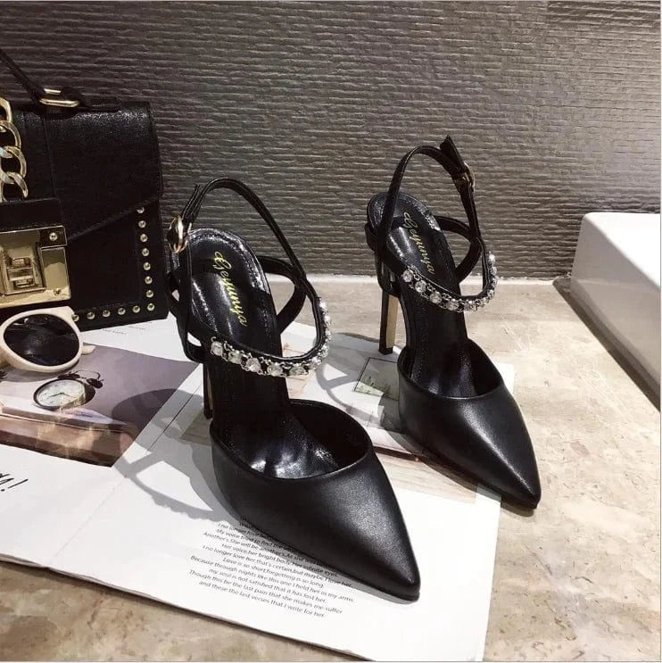 Summer new women's shoes Sexy diamond stiletto sandals pointed Toe sexy night club Ladies shoes high heels