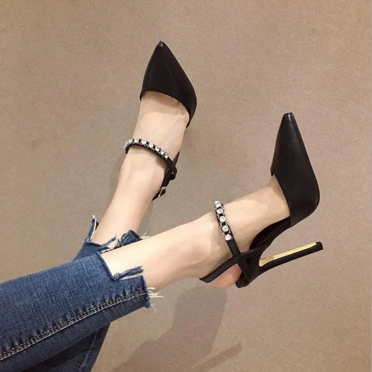 Summer new women's shoes Sexy diamond stiletto sandals pointed Toe sexy night club Ladies shoes high heels