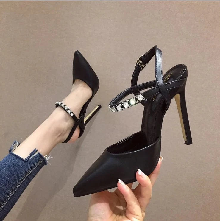 Summer new women's shoes Sexy diamond stiletto sandals pointed Toe sexy night club Ladies shoes high heels