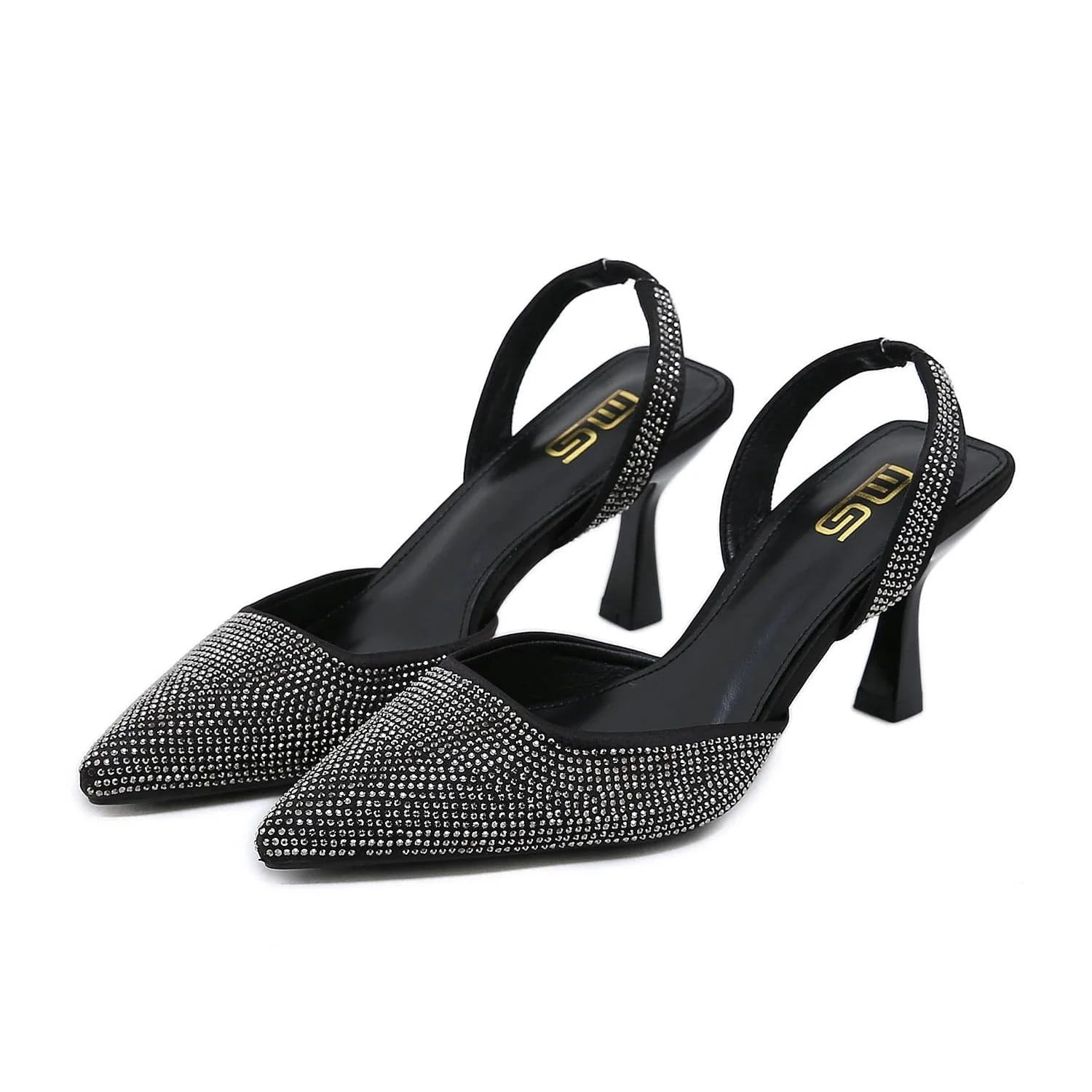 Summer Sandals Women Fashion Rhinestone Decor Pointed-toe Shoes Wrap-toe Slingback Thin Heels Sandals Ladies Party Dating Sandal