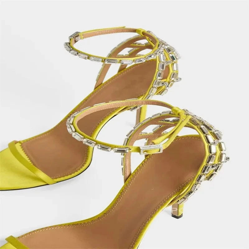 Summer Sandals Women Fashion Round-toe Open-toe Zapatos De Mujer Hollow Out Ankle Strap High Heel Sandals Ladies Party Sandalias