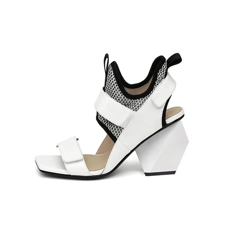 Summer Sandals Women Fashion Square-toe Open-toe Roman Shoes Hollow Out Ankle Strap High Heel Sandals For Ladies Party Sandalias