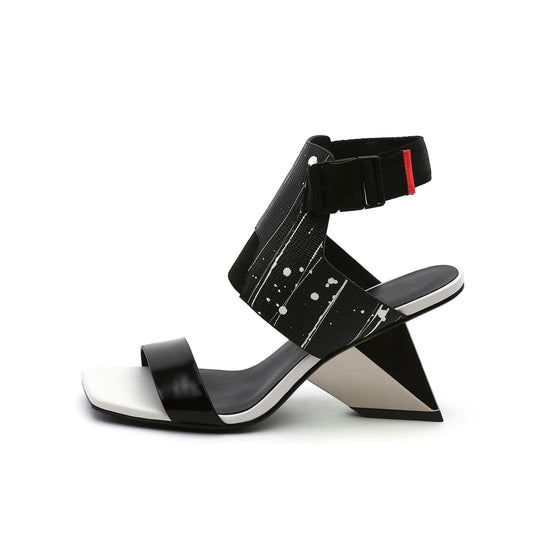 Summer Sandals Women Fashionable Color Patchwork Square-toe Shoes Open-toe Ankle Strap High Heel Sandals Ladies Dating Sandalias