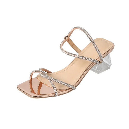 Summer Sandals Women Mujer Open Toe Shoes Transparent Block Heels Ladies Pumps Two Wear Sandals Daily Fashion Beach Slippers