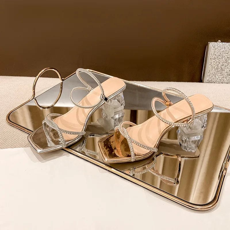 Summer Sandals Women Mujer Open Toe Shoes Transparent Block Heels Ladies Pumps Two Wear Sandals Daily Fashion Beach Slippers