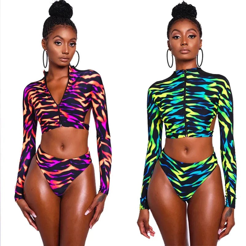 Summer Sexy Active Two-Piece Long Sleeve Swimsuits Beachwear Cover Up For Women 2023