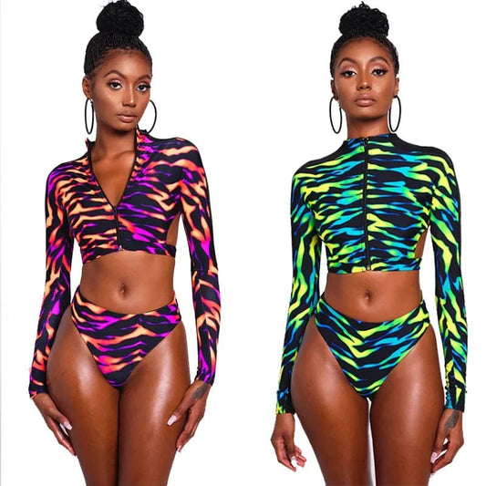 Summer Sexy Active Two-Piece Long Sleeve Swimsuits Beachwear Cover Up For Women 2023