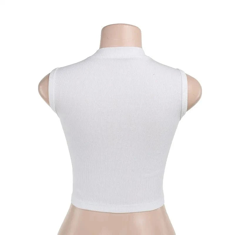 Summer Sexy Crop Hollow Out Tank Top Fashion Solid Color 2024 Women Sleeveless Top