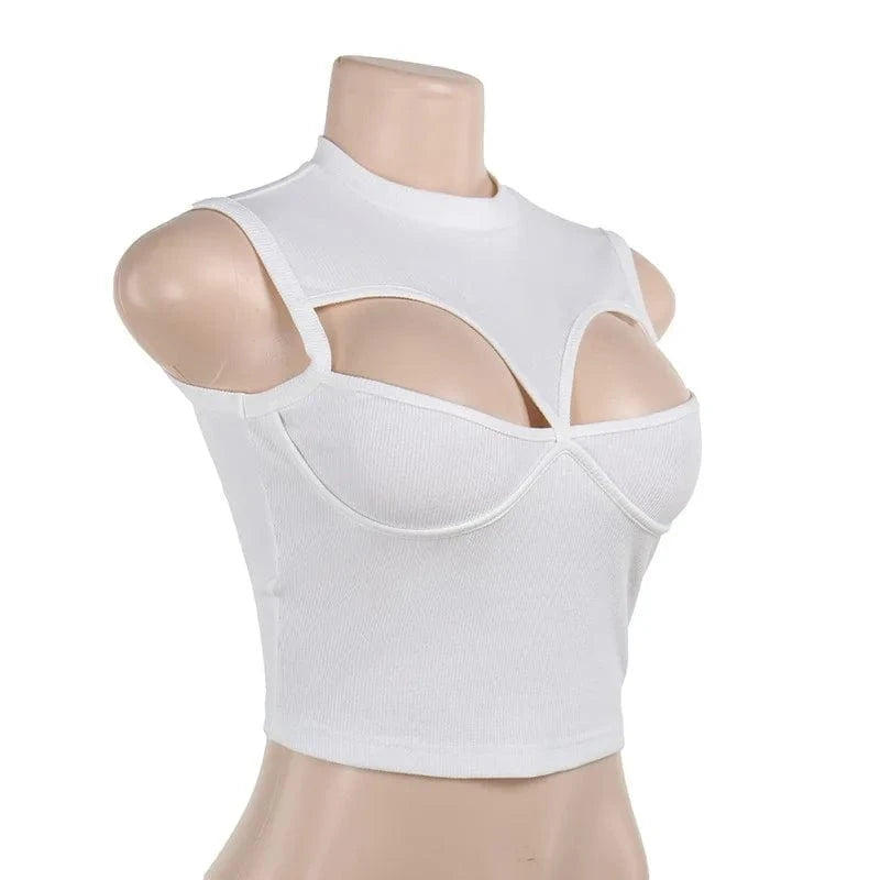 Summer Sexy Crop Hollow Out Tank Top Fashion Solid Color 2024 Women Sleeveless Top