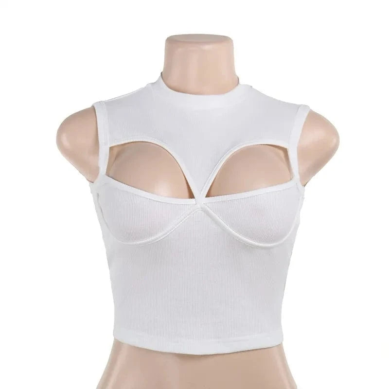 Summer Sexy Crop Hollow Out Tank Top Fashion Solid Color 2024 Women Sleeveless Top