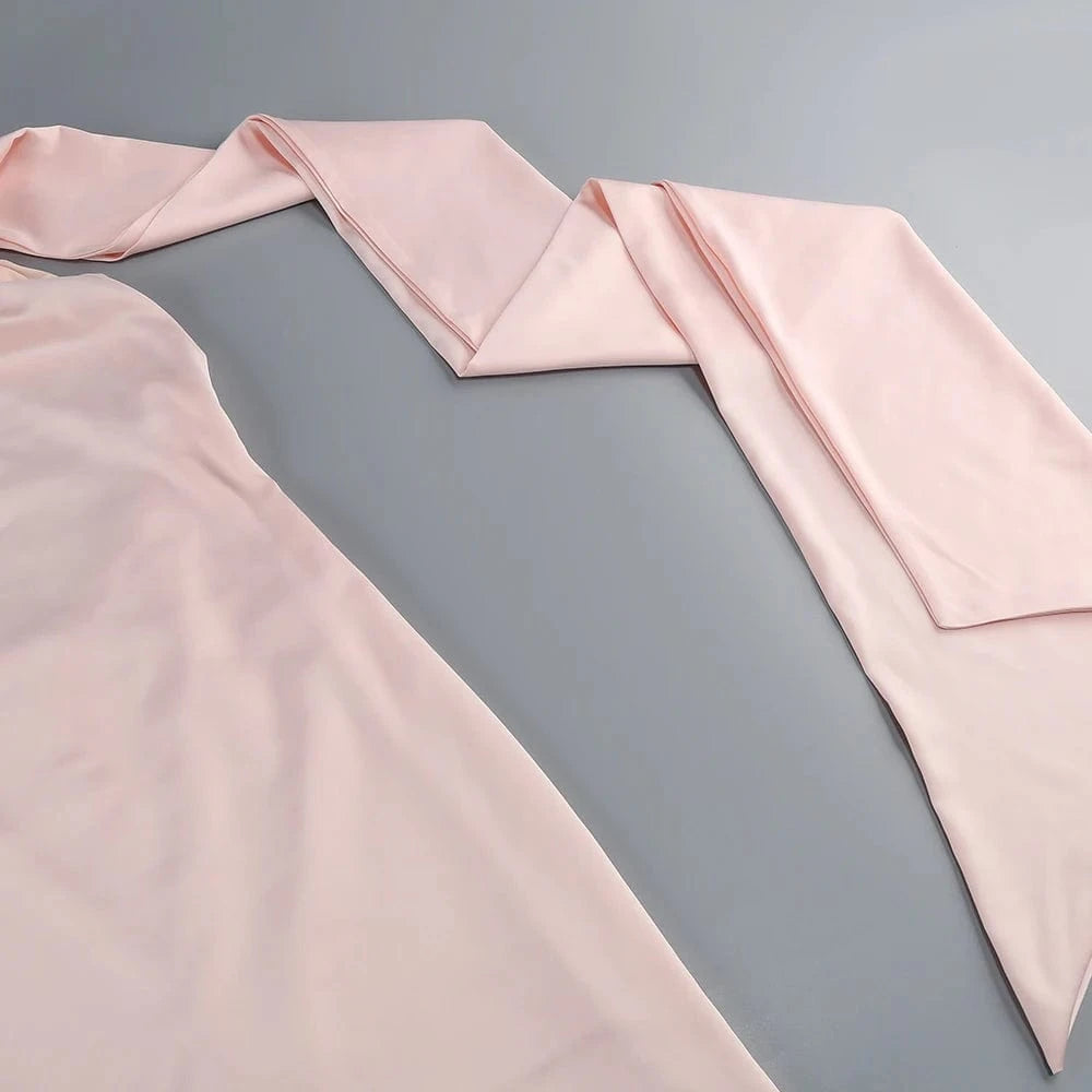 Summer Sexy Women's Red Flower Halter Off Shoulder Satin Backless Fashion Evening Long Dress Light luxury Wedding Party Dress