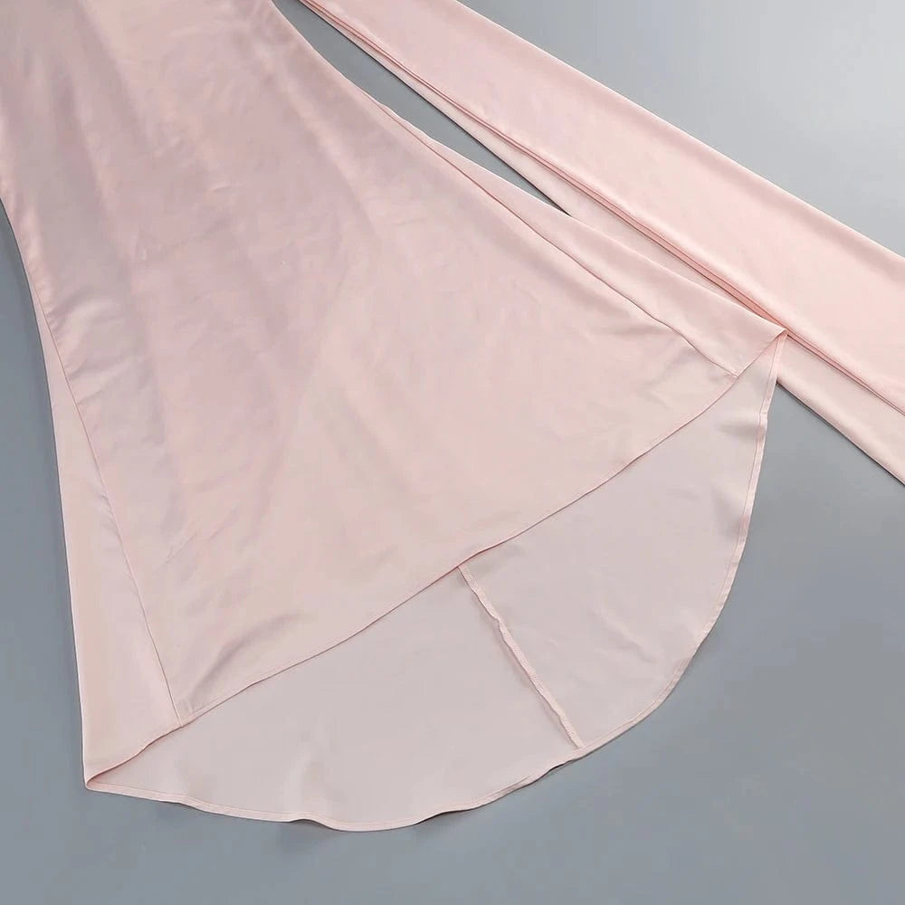 Summer Sexy Women's Red Flower Halter Off Shoulder Satin Backless Fashion Evening Long Dress Light luxury Wedding Party Dress