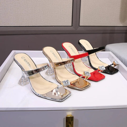 Summer Shoes Women 9 CM Stiletto High Heels Diamond Large Size 35-46 Sandals and Ladies Slippers New Styles
