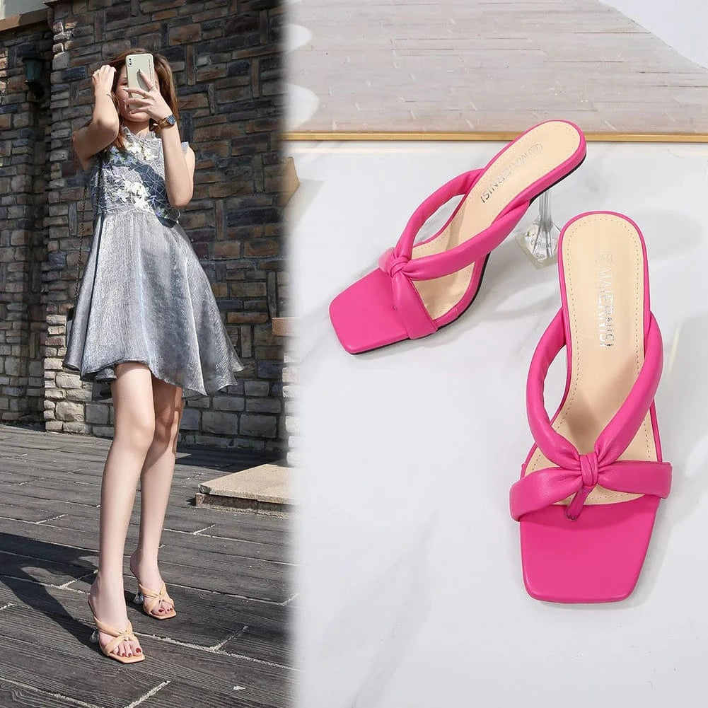 Summer Spike Heel Sandals Ladies 9 CM High Heels Big Size Shoes Women Anti-slip Girls Sandals Flip-flops Slippers