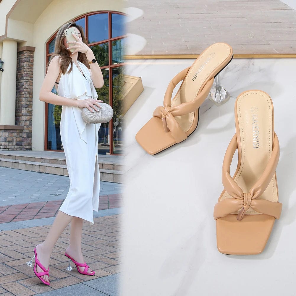 Summer Spike Heel Sandals Ladies 9 CM High Heels Big Size Shoes Women Anti-slip Girls Sandals Flip-flops Slippers